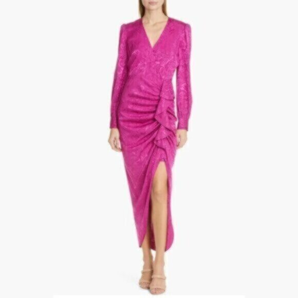 NWT Veronica Beard Weiss Side Ruffle Long Sleeve Silk Blend Dress - Picture 1 of 15